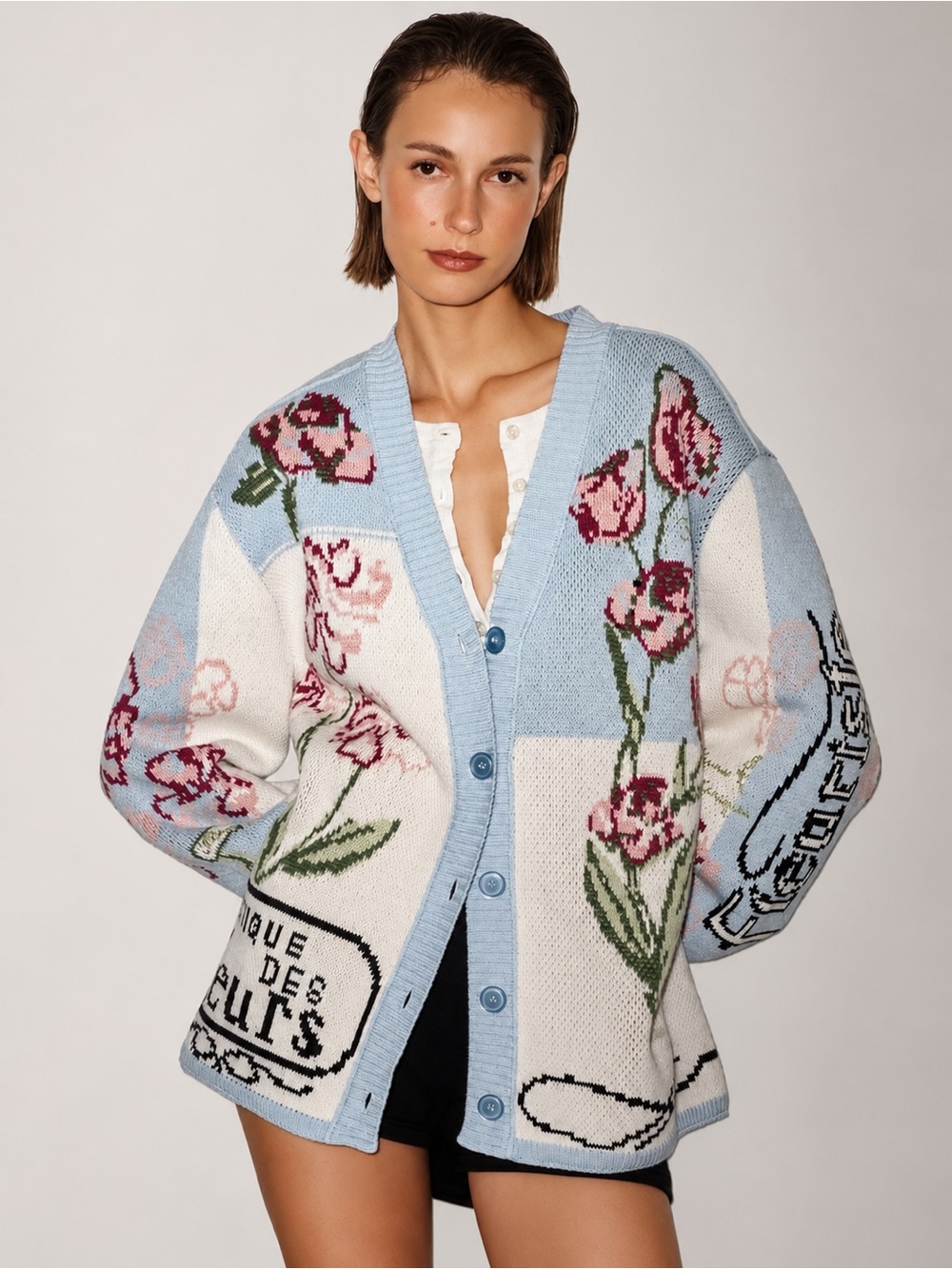 New with Tag! Anthropologie Floral V-Neck Cardigan Sweater Oversized sz S/M